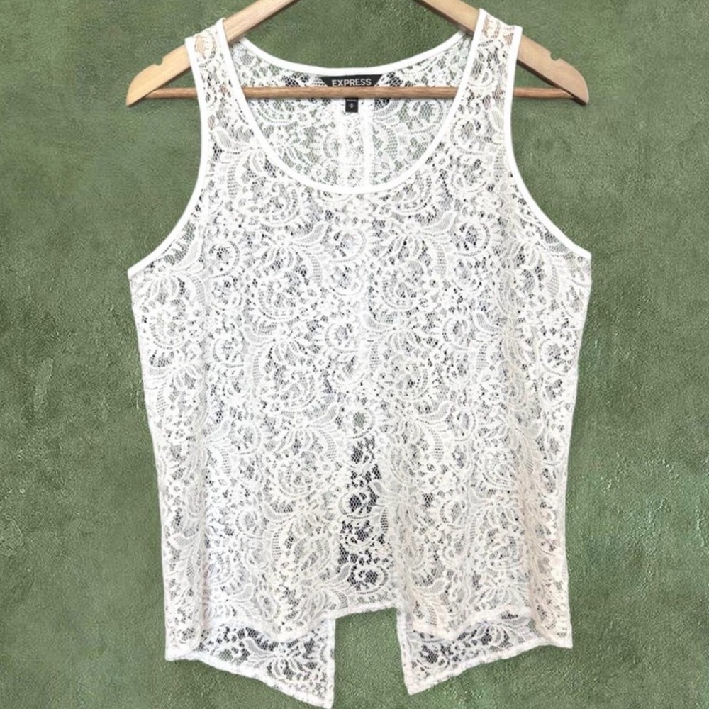 Express Cream Lace Tank Top